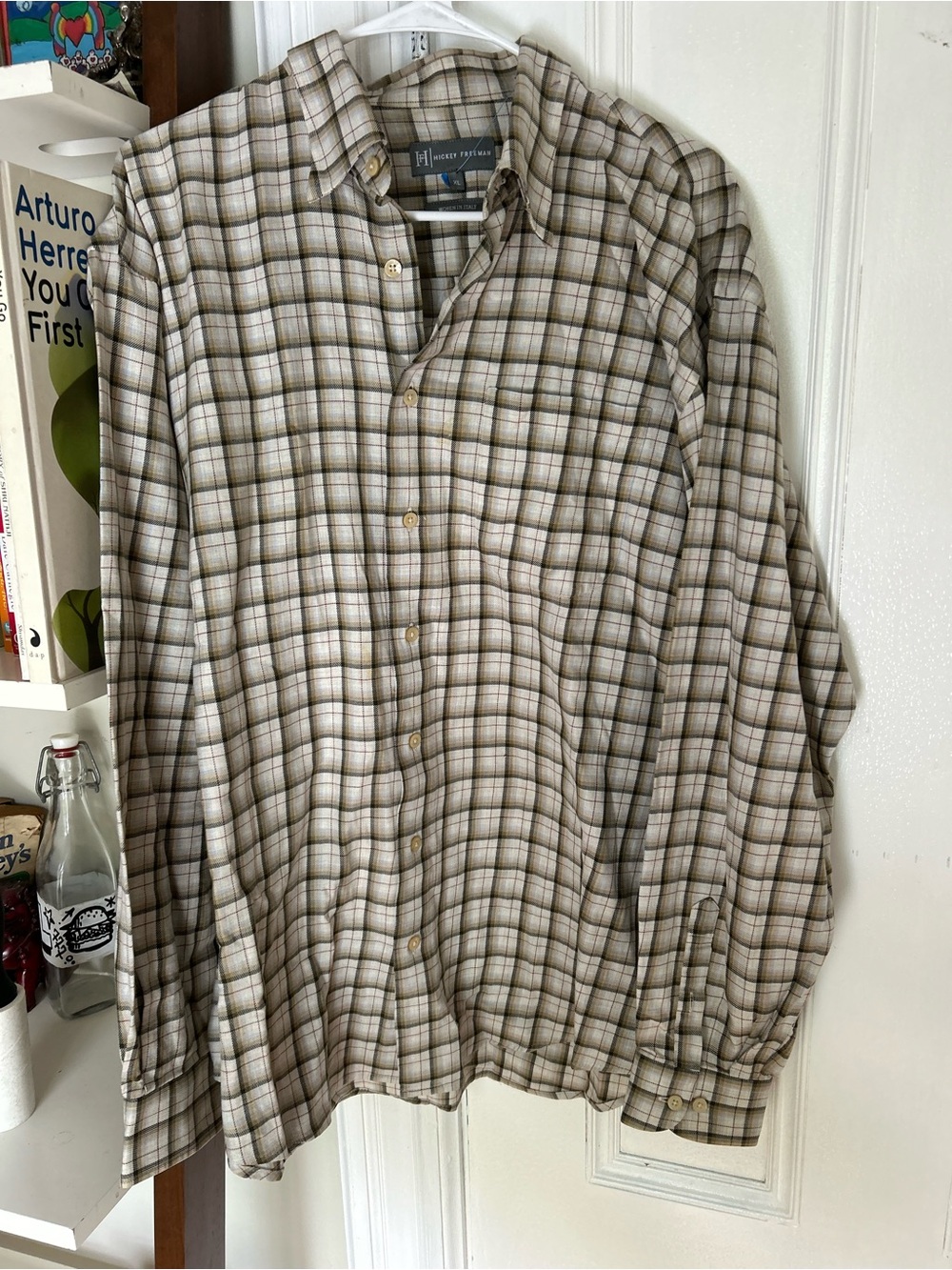 Hickey freeman  Plaid Button-Up Shirt xl Italy
